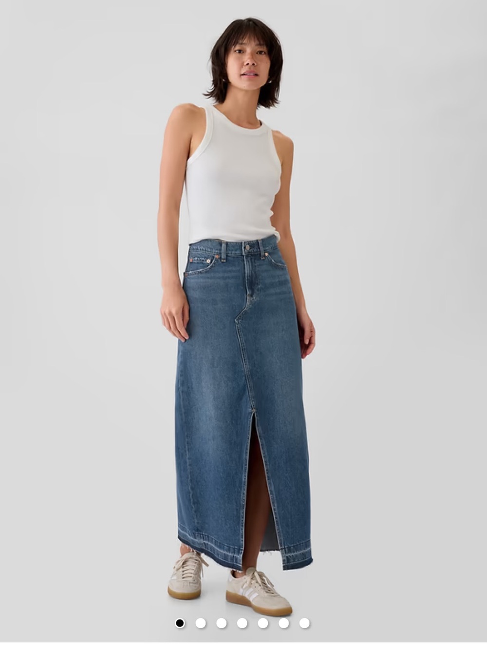 GAP Denim Maxi Skirt 10/30 Tall Blue 100% Cotton Raw Hem Front Slit Western 2024